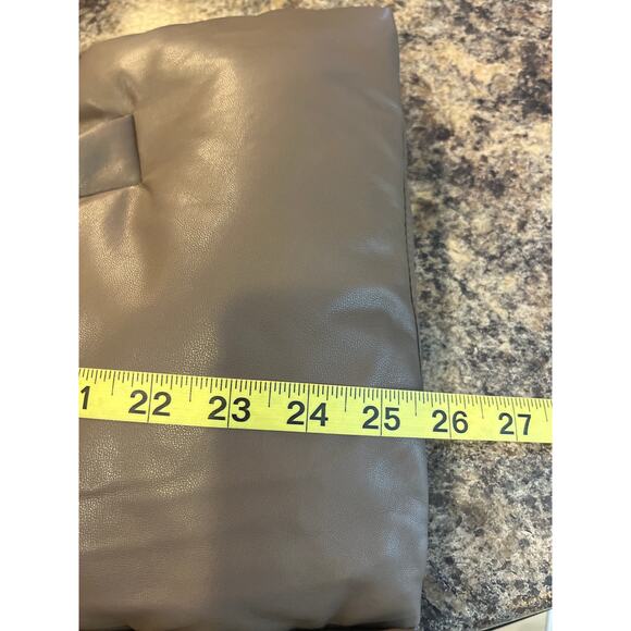 Heartloom Medium Puffer Vest in Driftwood Mocha Brown Faux Leather Snap Front - Picture 8 of 8